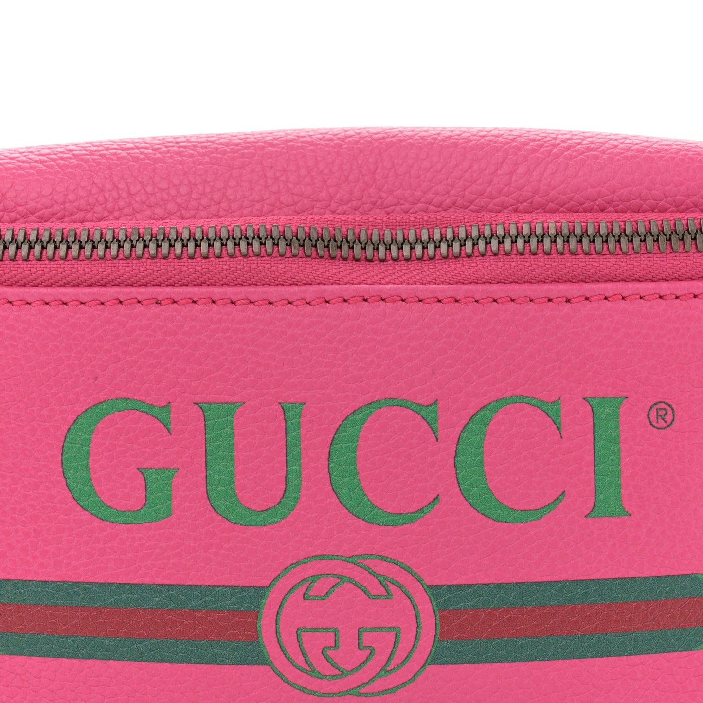 Grained Calfskin Small Logo Belt Bag Box Pink Green