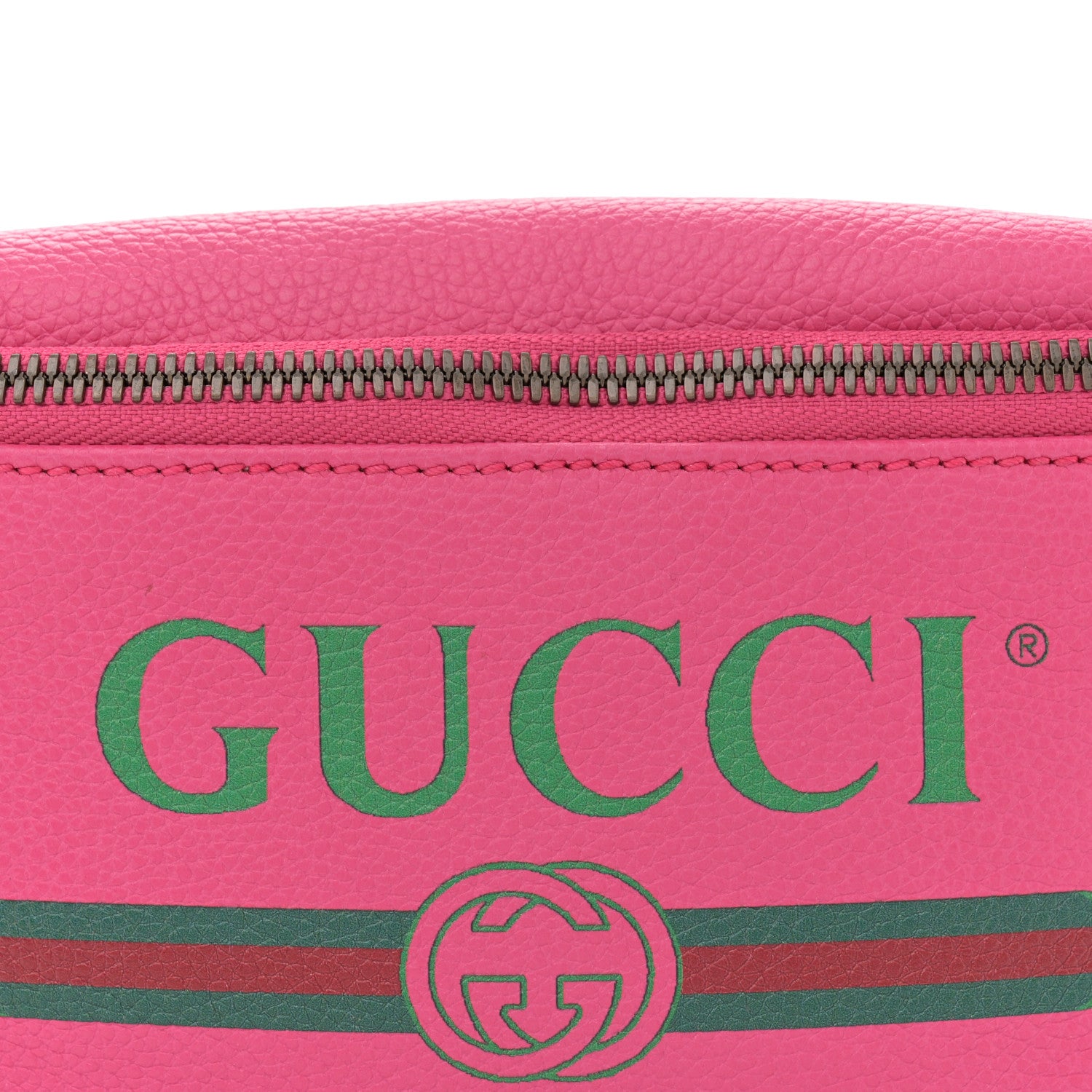 Gucci Grained Calfskin Small Logo Belt Bag Box Pink Green 8 of 10