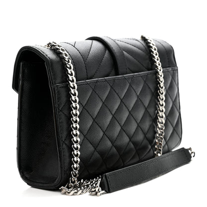 Saint Laurent Grain De Poudre Textured Mixed Matelasse Triquilt Small Monogram Satchel Black 3 of 10