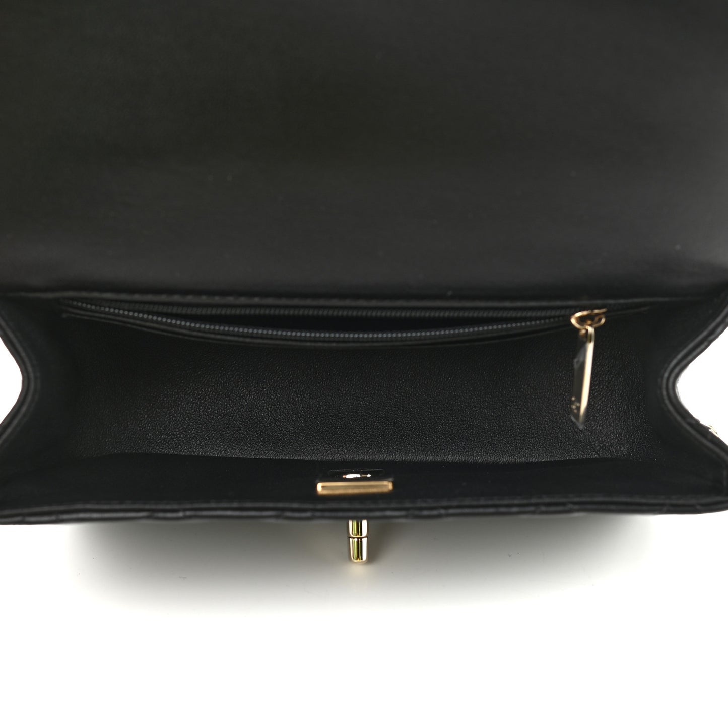 Lambskin Quilted Mini Top Handle Rectangular Flap Black