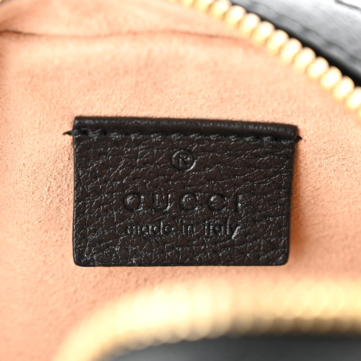 Grained Calfskin Web Mini Ophidia Round Shoulder Bag Black
