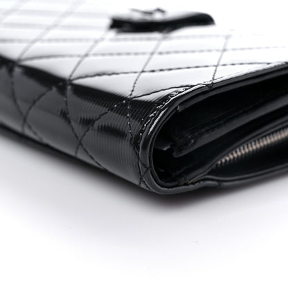 Chanel Striated Patent Quilted Zipped Pocket Long Wallet Black 10 of 11
