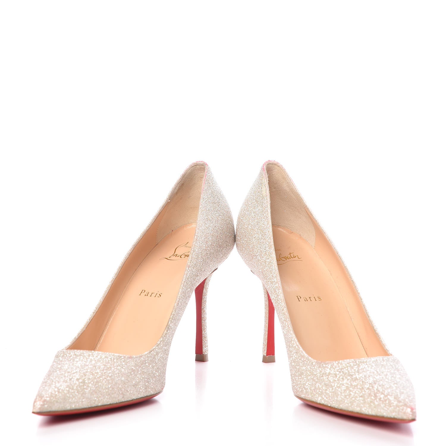 Christian Louboutin Glitter Decoltish 85 Pumps 39 Ivory 6 of 14
