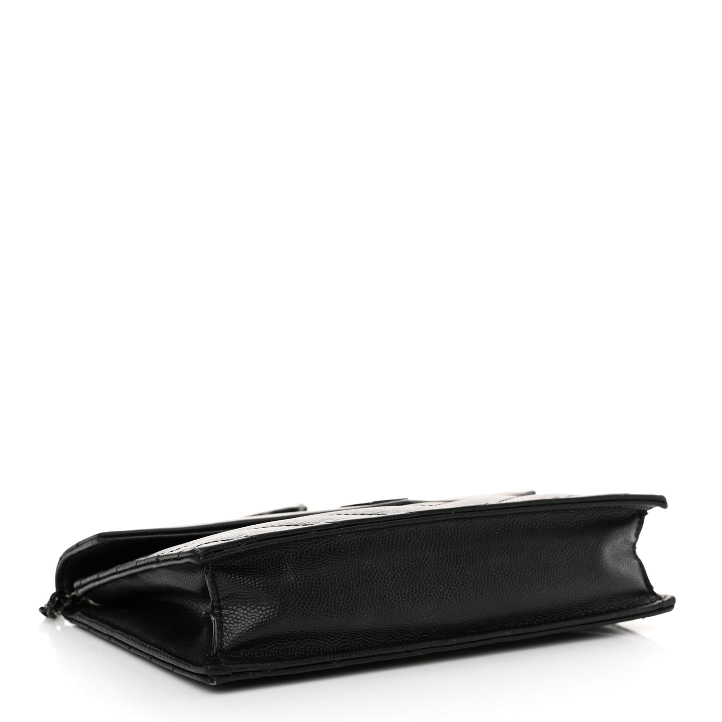 Grain De Poudre Matelasse Chevron Monogram Monochrome Envelope Chain Wallet Black