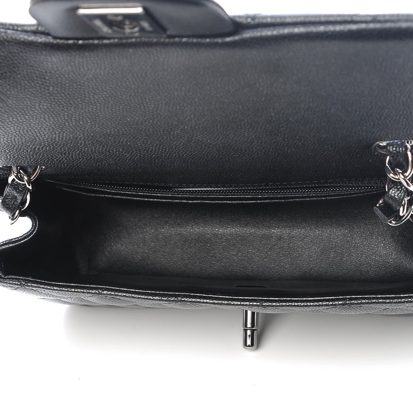 Iridescent Caviar Quilted Mini Rectangular Flap Black