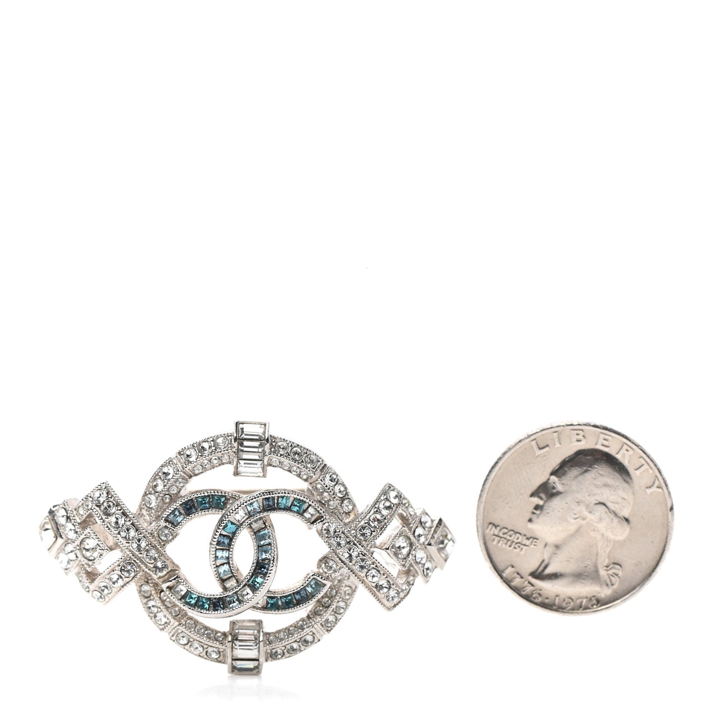 Crystal CC Brooch Silver Green