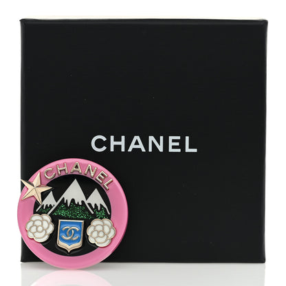 Chanel Resin Glitter Brooch Gold Pink Black Green 4 of 4