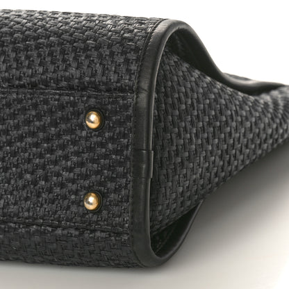Chanel Straw Raffia Calfskin Chain Small Deauville Tote Black 10 of 12