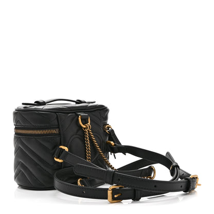 Gucci Calfskin Matelasse Mini GG Marmont Round Backpack Black 3 of 10