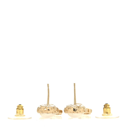 Chanel Pearl Hammered CC Drop Earrings Gold Pearly White 3 of 4