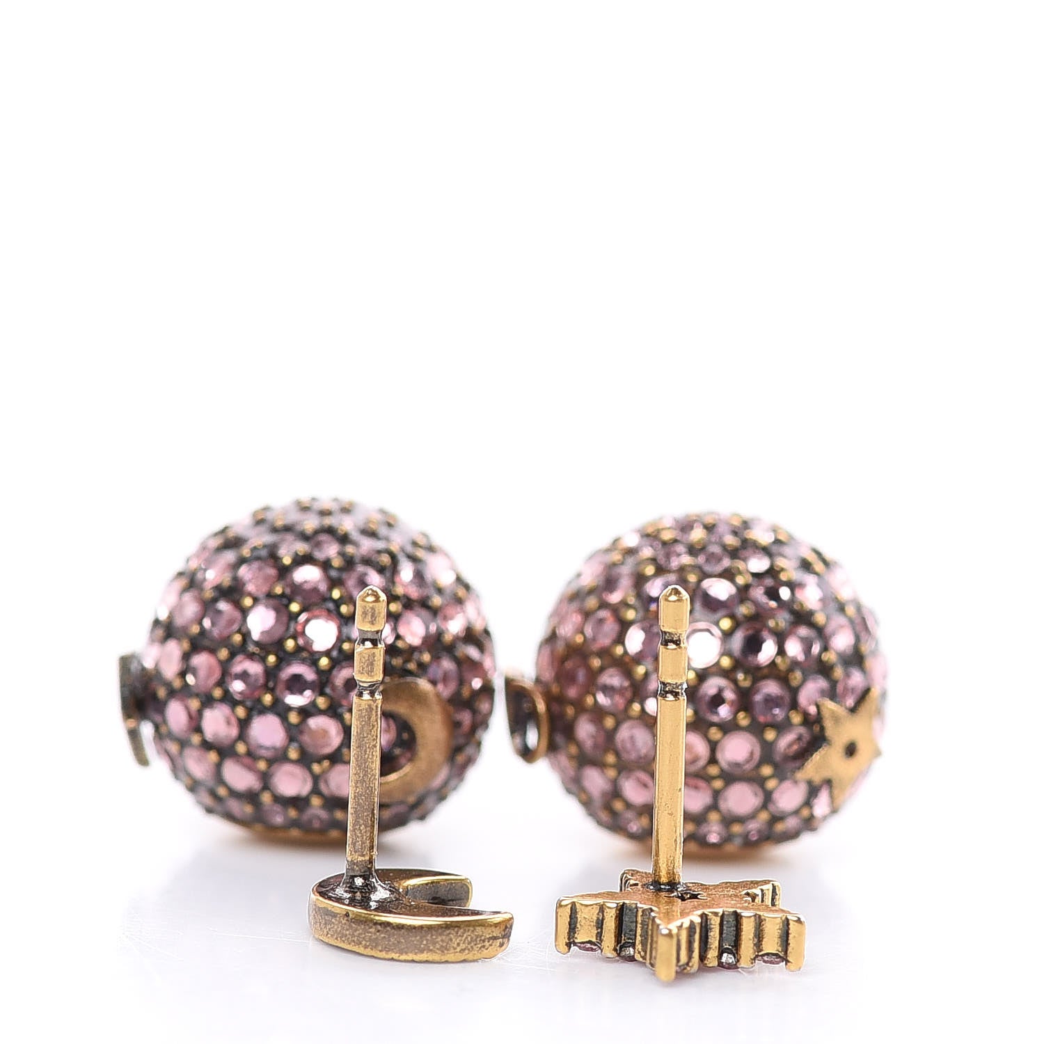 Christian Dior Crystal Star Moon Tribal Earrings Pink Gold 5 of 5