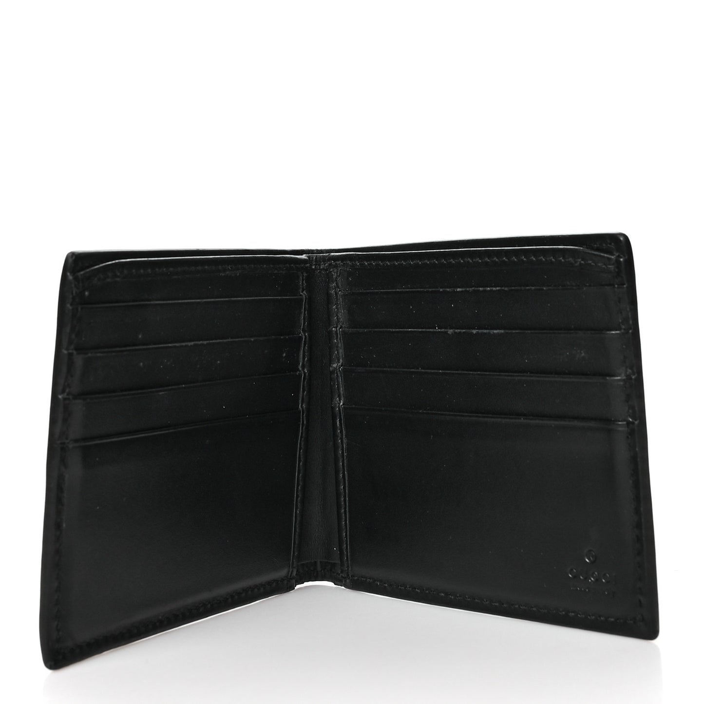 GG Supreme Monogram Selleria Calfskin Web New Web Bi-Fold Wallet Black