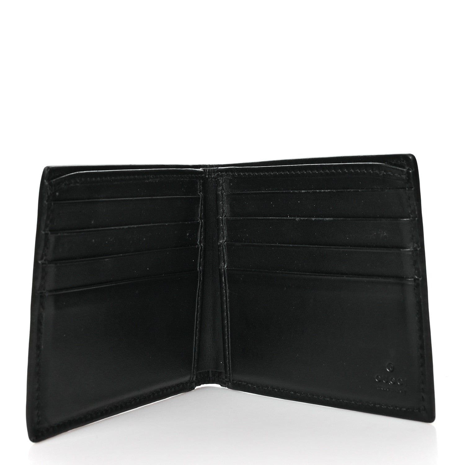 Gucci GG Supreme Monogram Selleria Calfskin Web New Web Bi-Fold Wallet Black 5 of 8