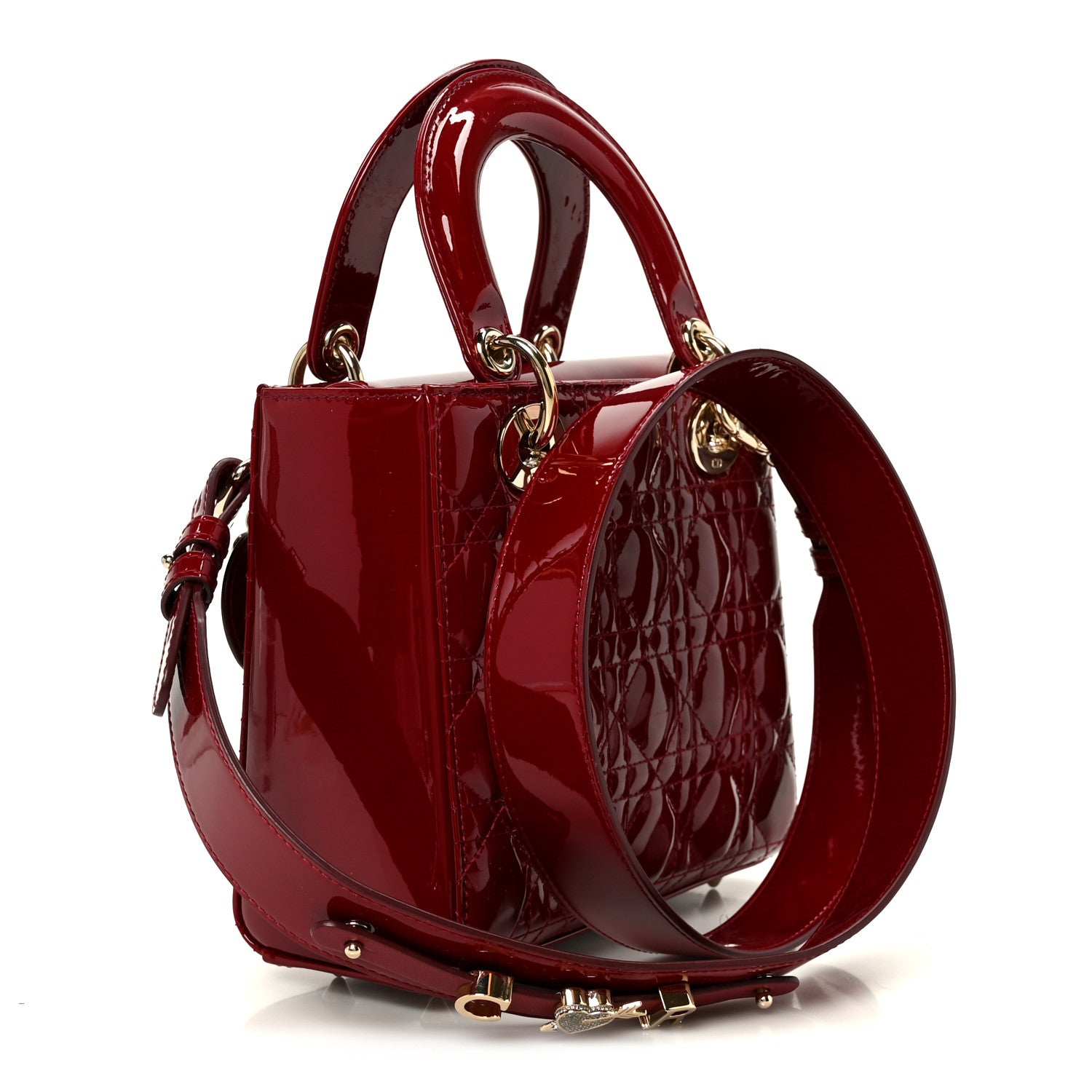 Christian Dior Patent Cannage Small My ABCDior Lady Dior Cherry Red 3 of 11
