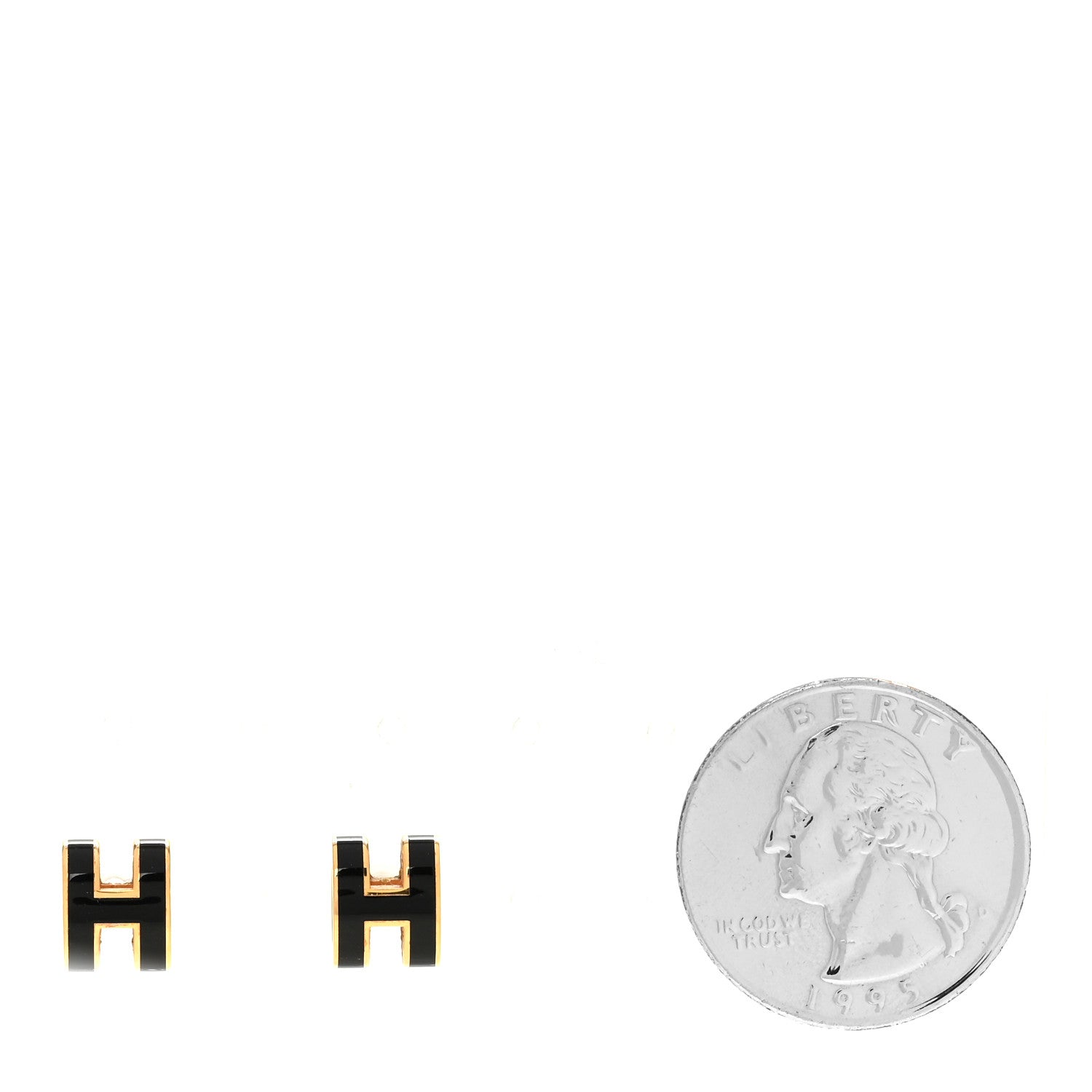 Hermes Rose Gold Lacquered Mini Pop H Earrings Black 2 of 4