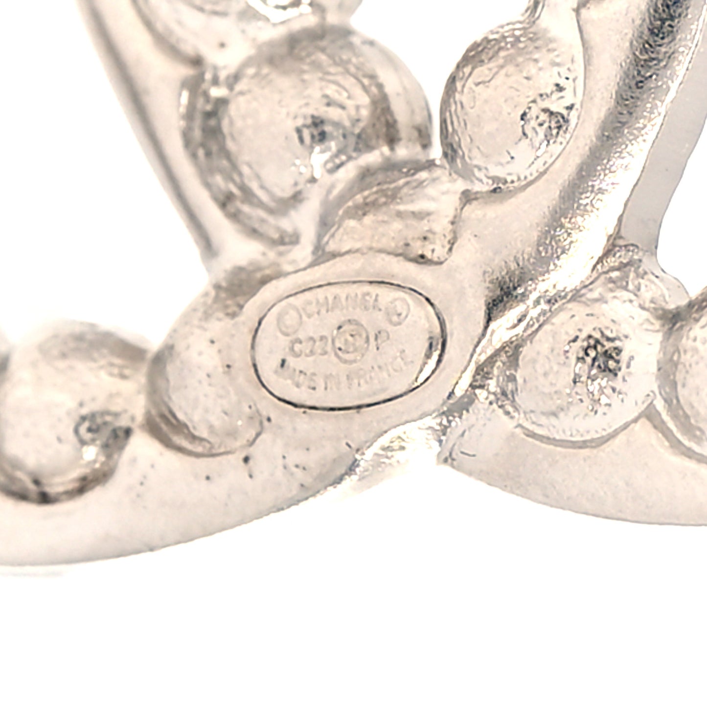 Pearl Crystal CC Brooch Silver