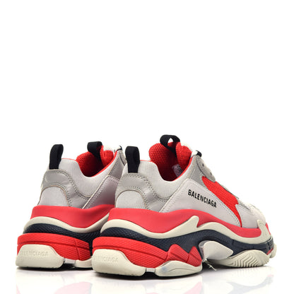 Balenciaga Fabric Mesh Womens Triple S Sneakers 40 Red Grey White 4 of 8