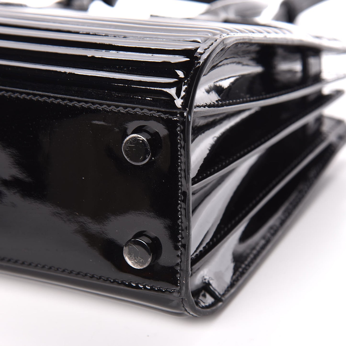Ribbed Patent Calfskin Nano Sac De Jour Black