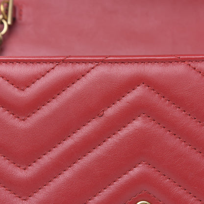 Gucci Calfskin Matelasse GG Marmont Chain Wallet Hibiscus Red 12 of 13