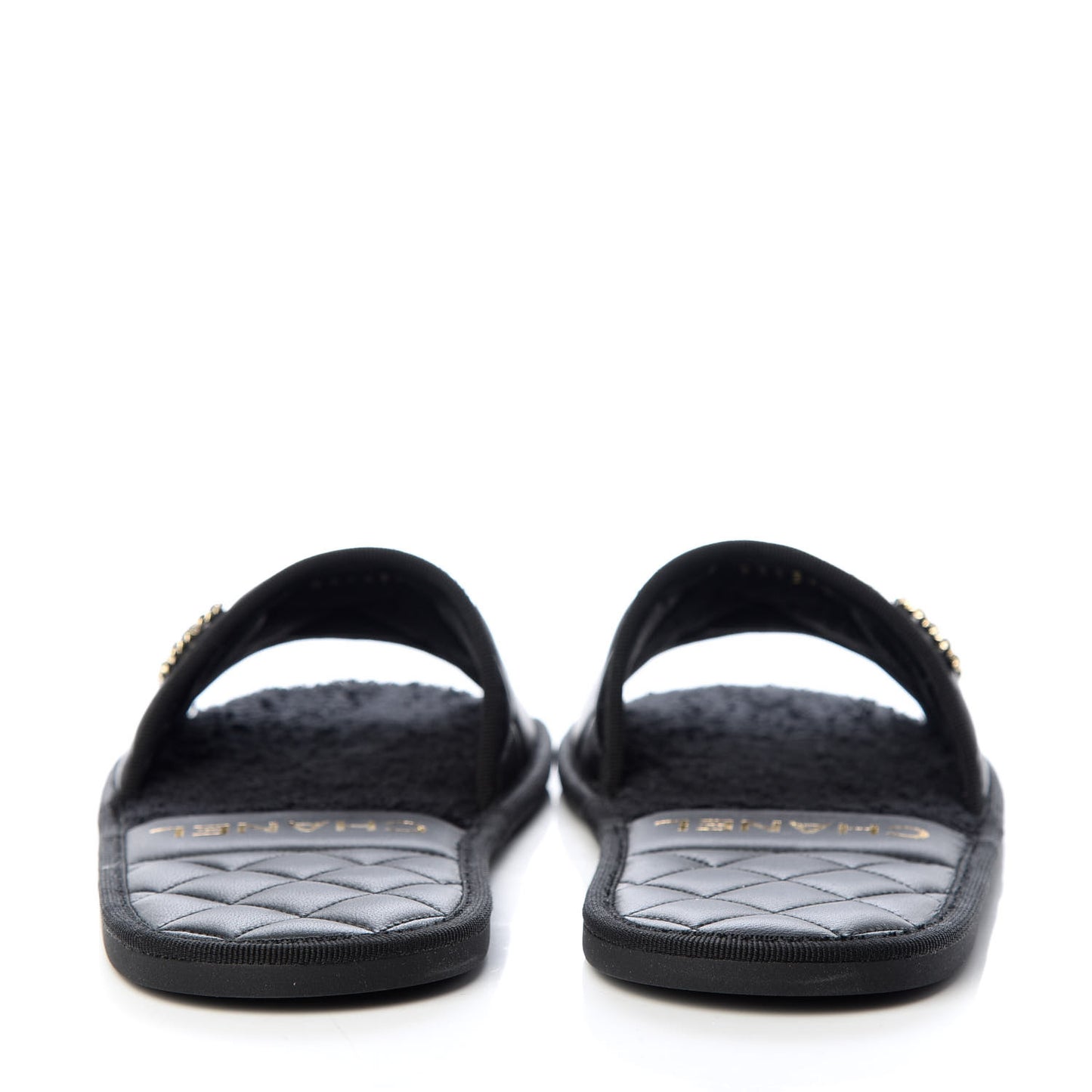 Lambskin Quilted CC Mules Sandals S Black