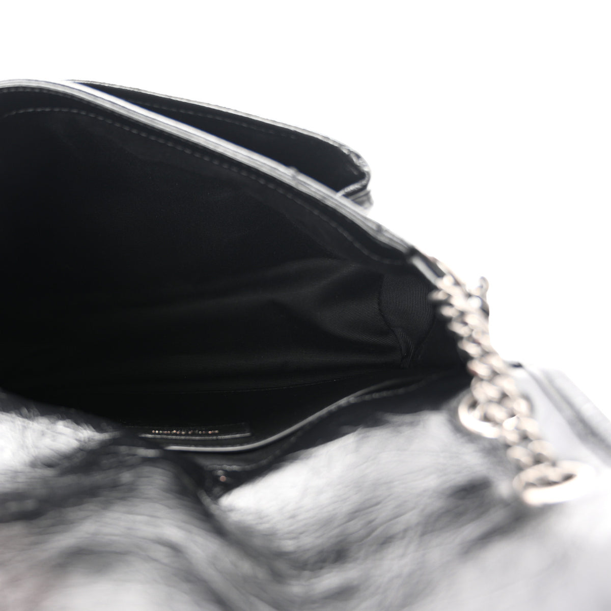 Saint Laurent Crinkled Calfskin Matelasse Monogram Baby Niki Chain Satchel Black 5 of 11