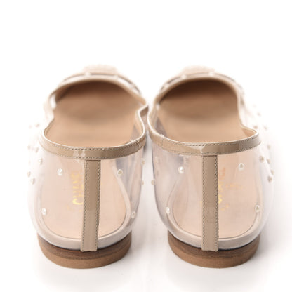 Chanel PVC Patent Calfskin Pearl Cap Toe Ballerina Flats 40.5 Transparent Nude 5 of 10