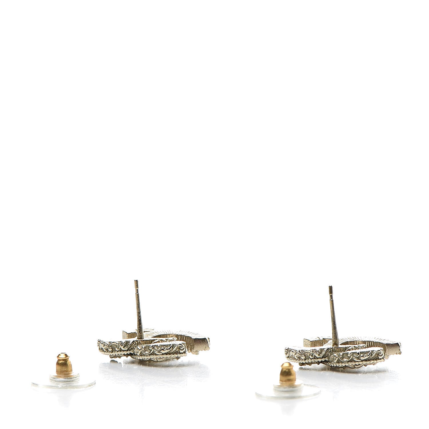 Chanel Enamel CC Baroque Earrings Black Gold 3 of 5