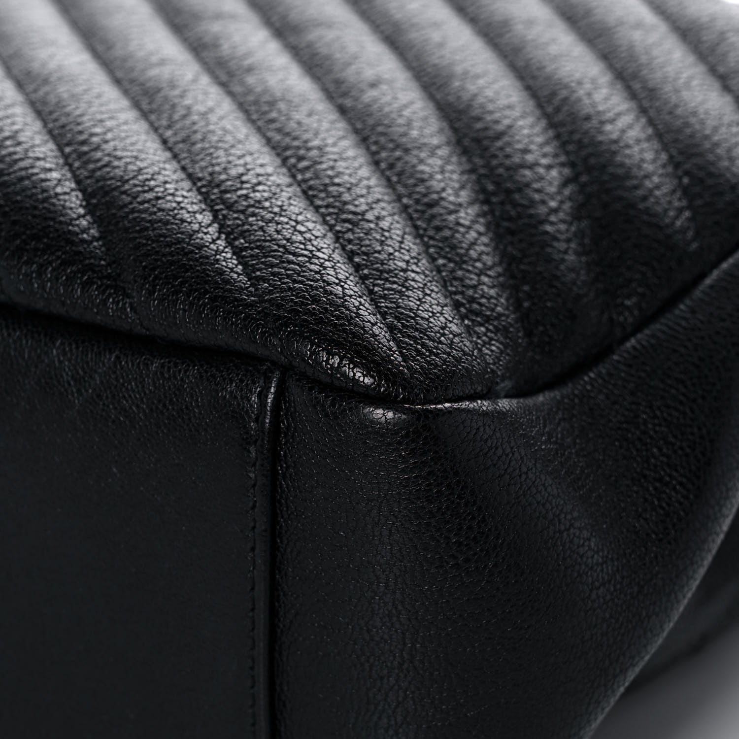 Saint Laurent Sheepskin Matelasse Chevron Monogram Large College Satchel Black 13 of 16