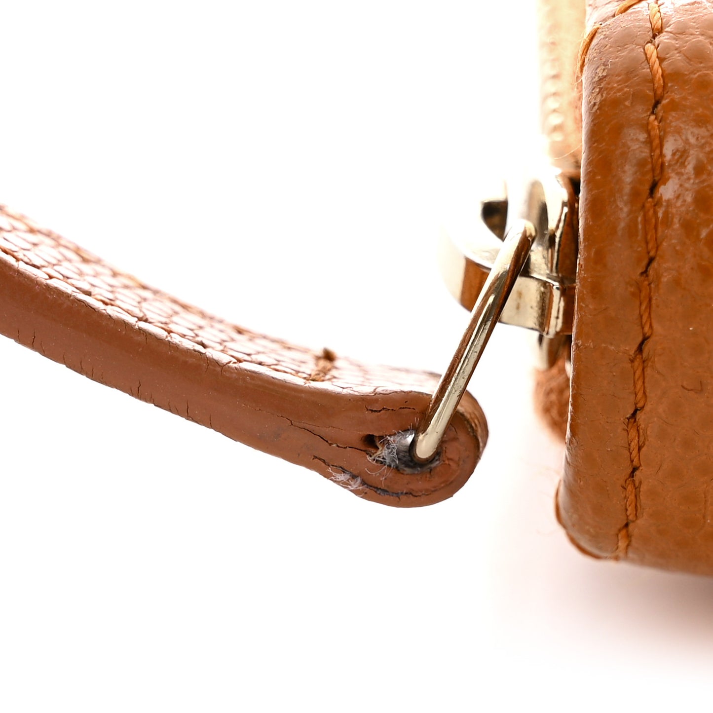 Caviar Quilted Zip Around Coin Purse Wallet Light Brown