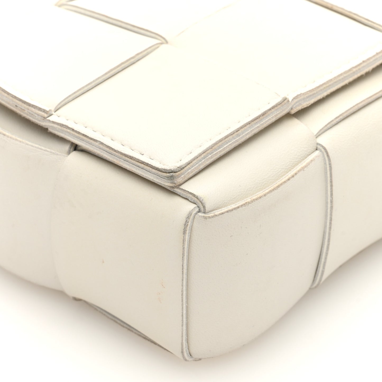 Lambskin Maxi Intrecciato Cassette Crossbody Bag White