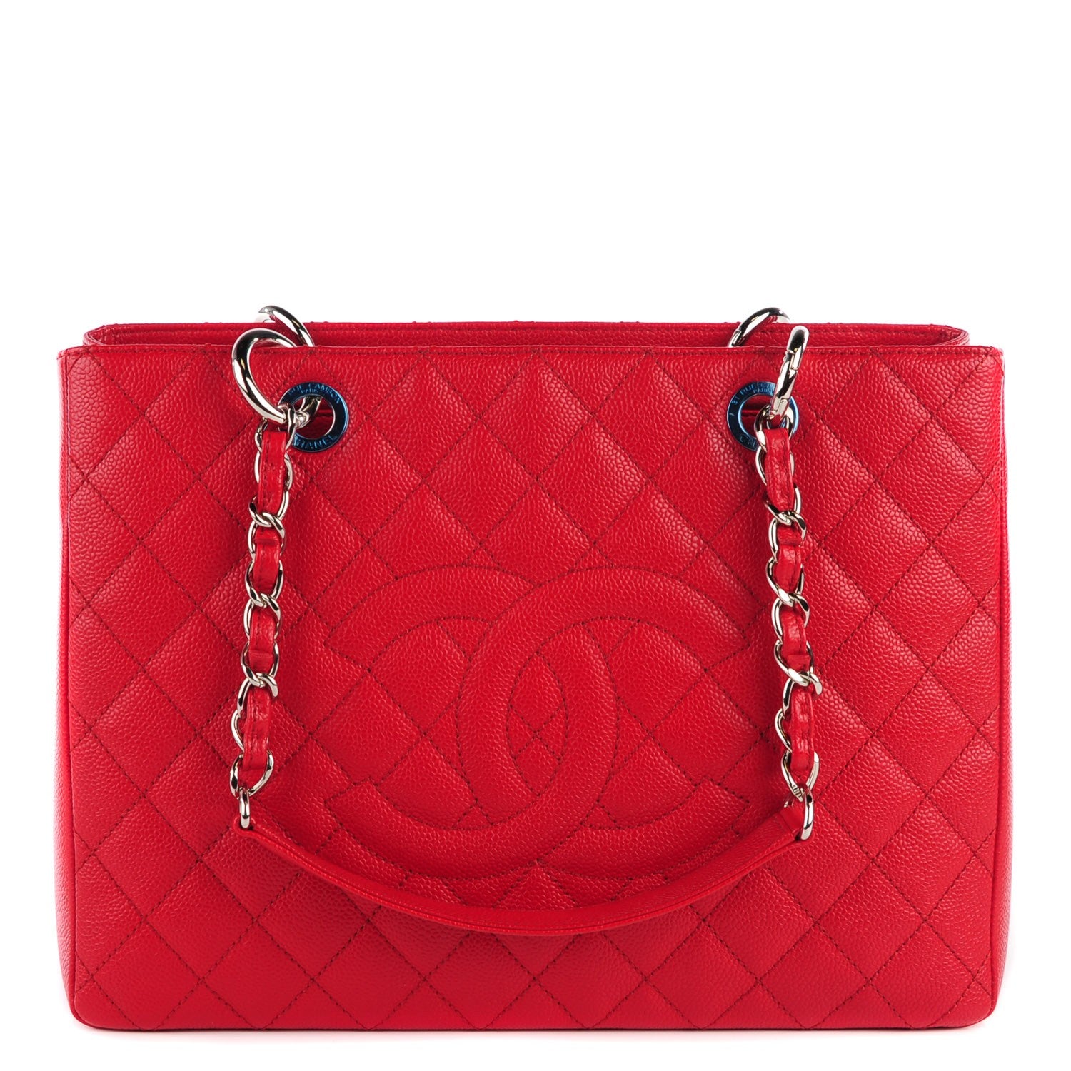Chanel Caviar Quilted Grand Shopping Tote GST Red 1 of 7