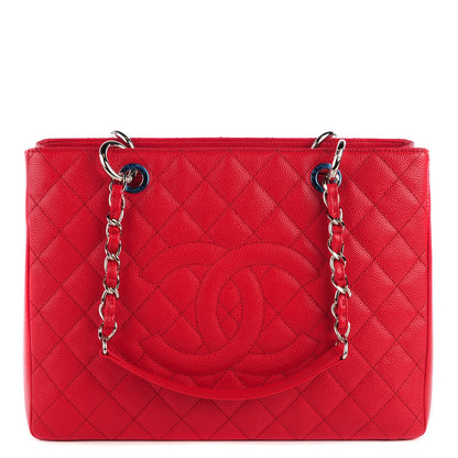 Chanel Caviar Quilted Grand Shopping Tote GST Red 1 of 7