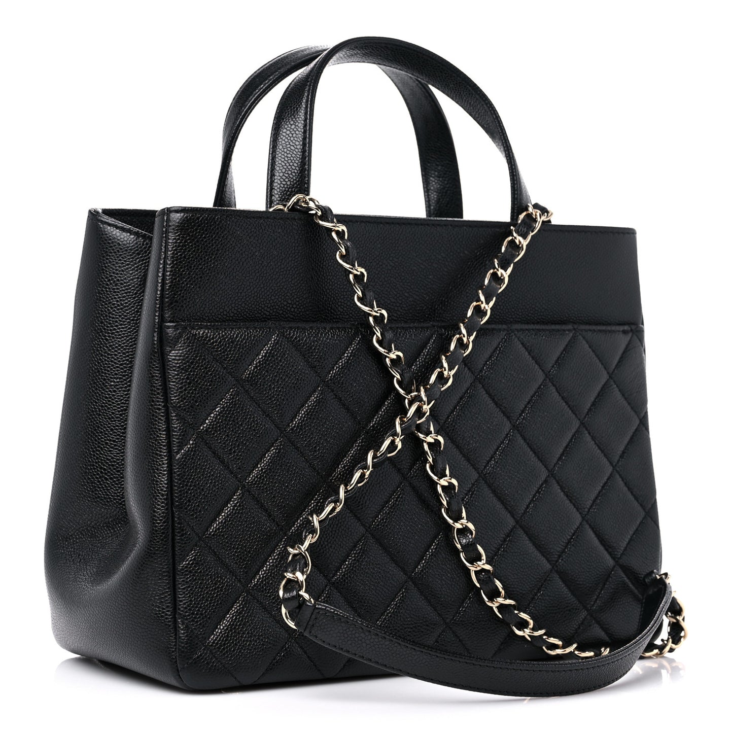 Caviar Quilted Small Business Affinity Shopping Bag Black