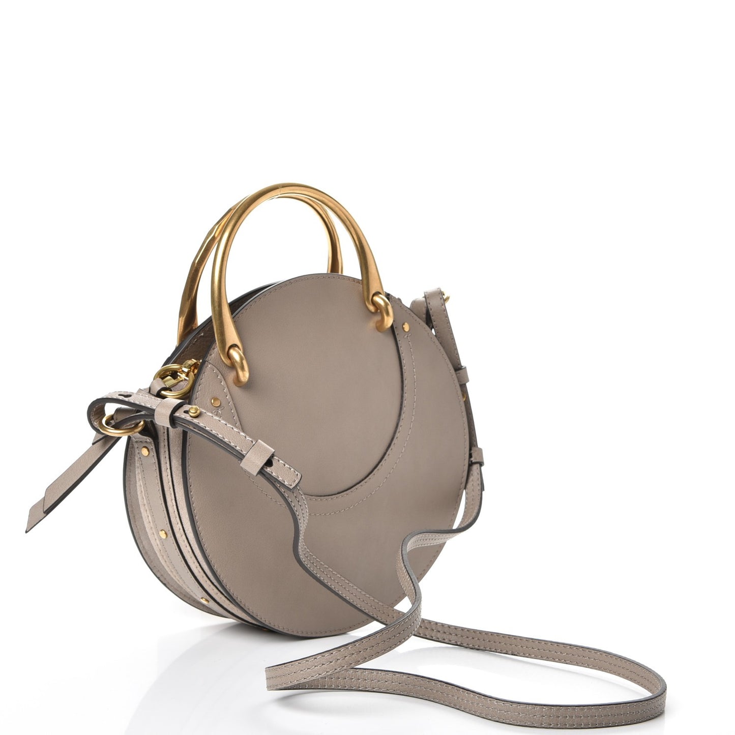 Smooth Calfskin Suede Patchwork Studded Small Pixie Bag Motty Grey