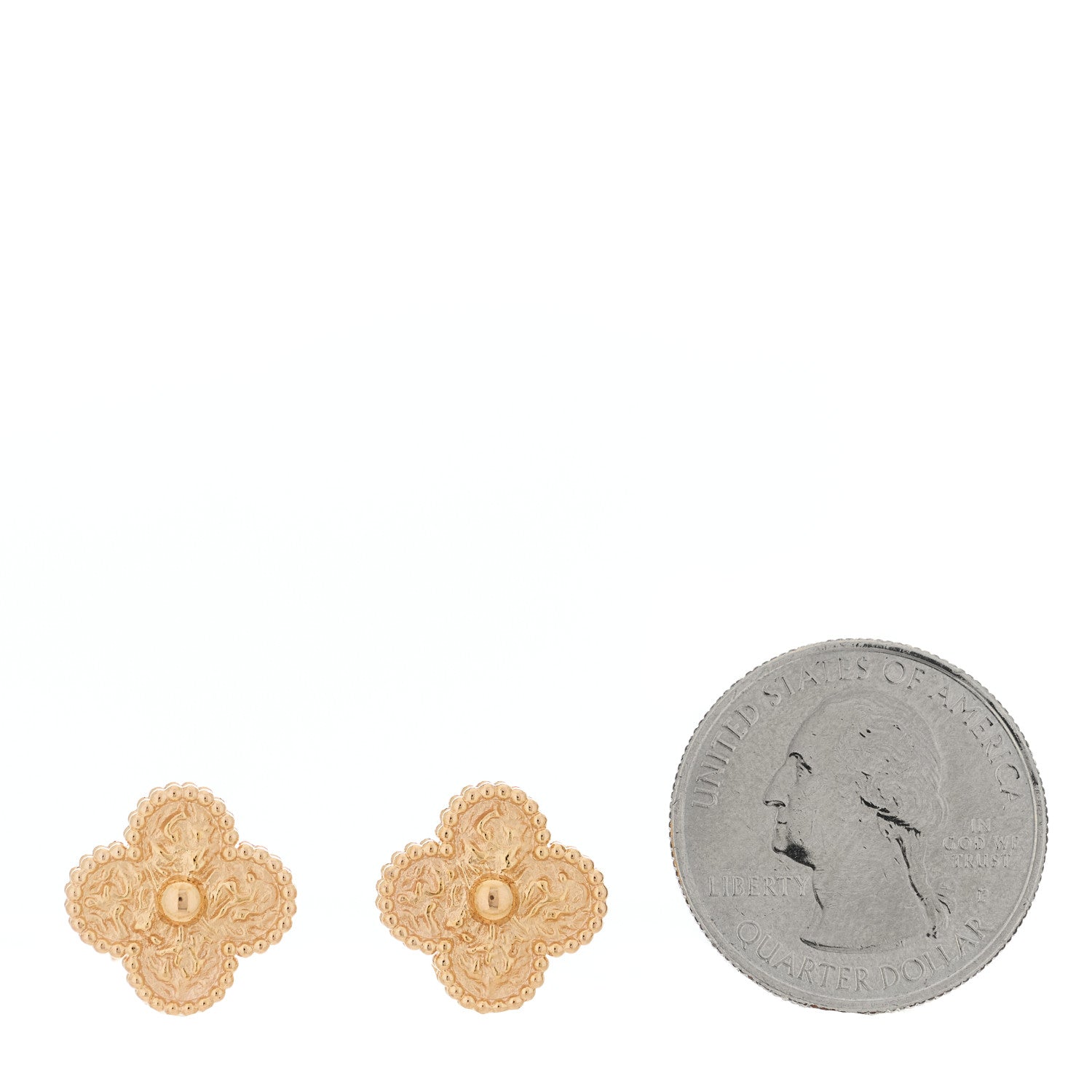 Van Cleef & Arpels 18K Yellow Gold Vintage Alhambra Earrings 2 of 5