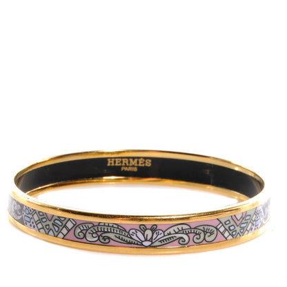 Hermes Enamel Narrow Printed Bracelet 65 Pink 1 of 6