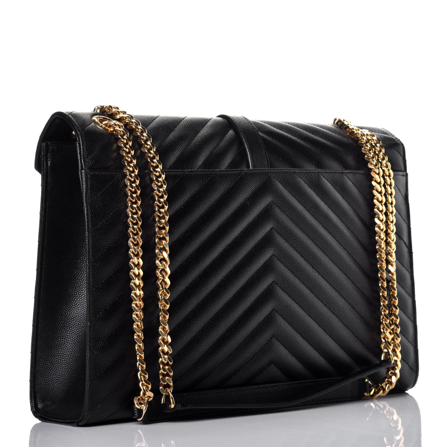 Saint Laurent Grain De Poudre Matelasse Chevron Large Monogram Satchel Black 3 of 9