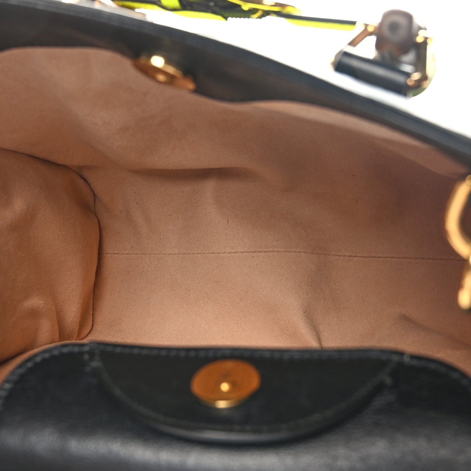 Gucci Calfskin Small Diana Tote Bag Black Yellow Fluo 5 of 9