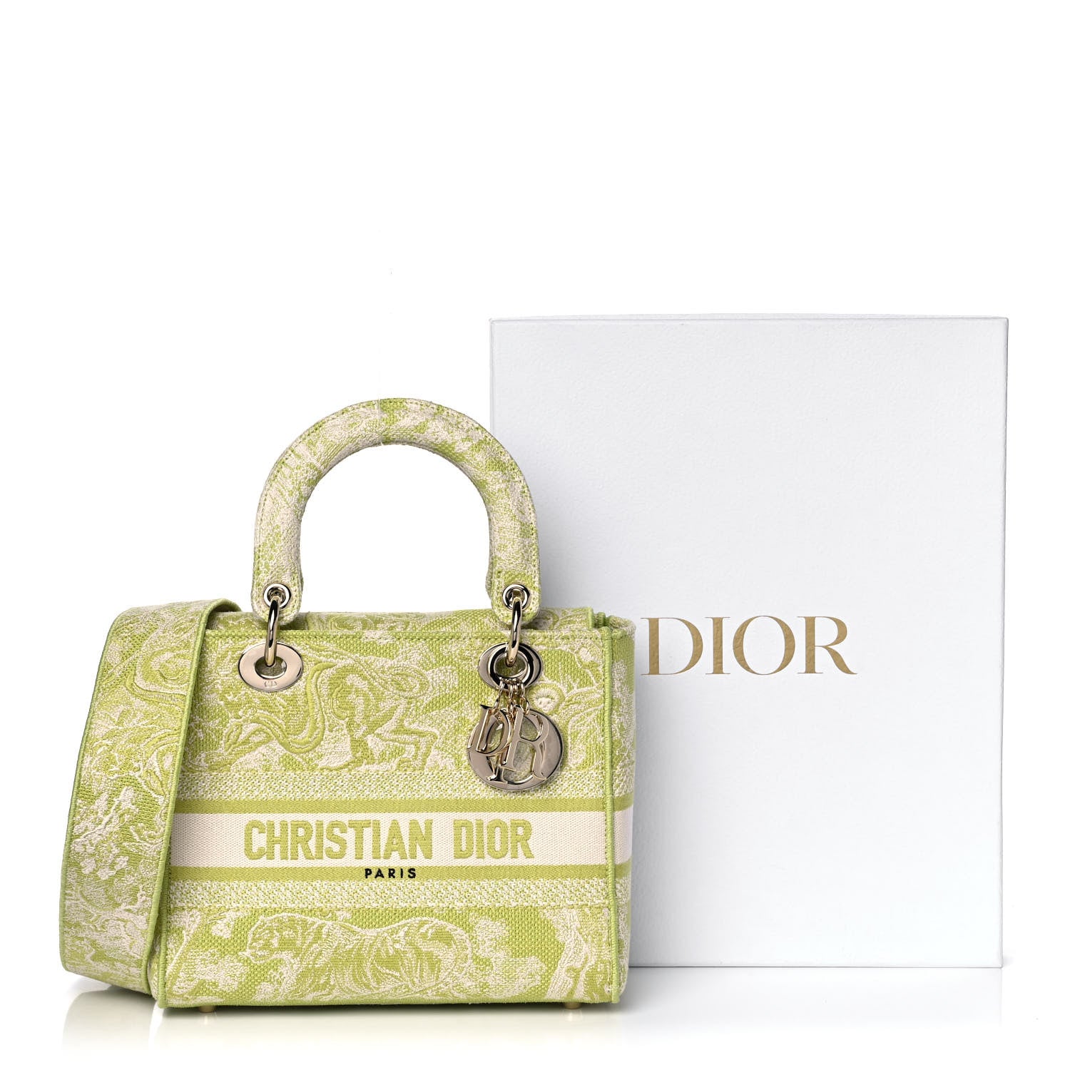 Christian Dior Canvas Toile De Jouy Reverse Embroidered Medium Lady D-Lite Green 14 of 14