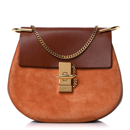Chloe Suede Smooth Calfskin Drew Shoulder Bag Classic Tobacco 1 of 10