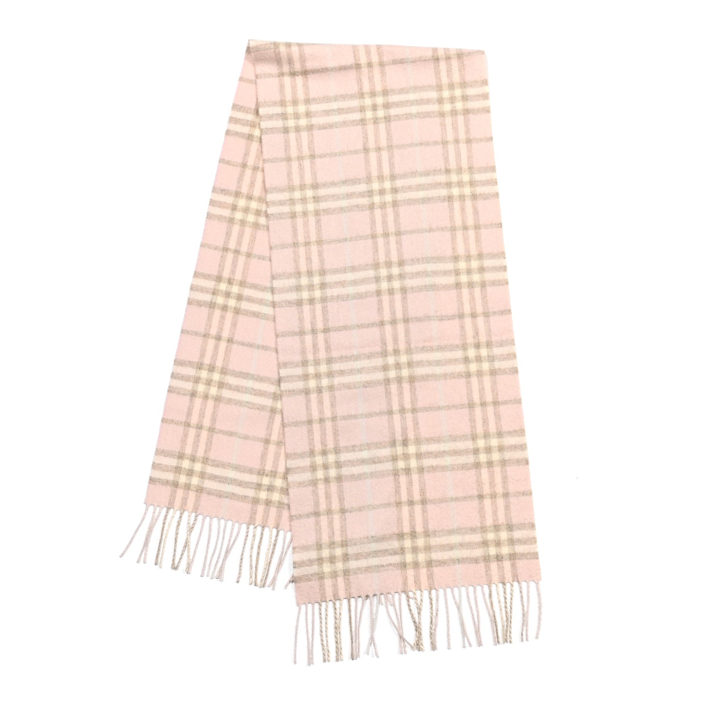 Cashmere Check Fringe Scarf Pink