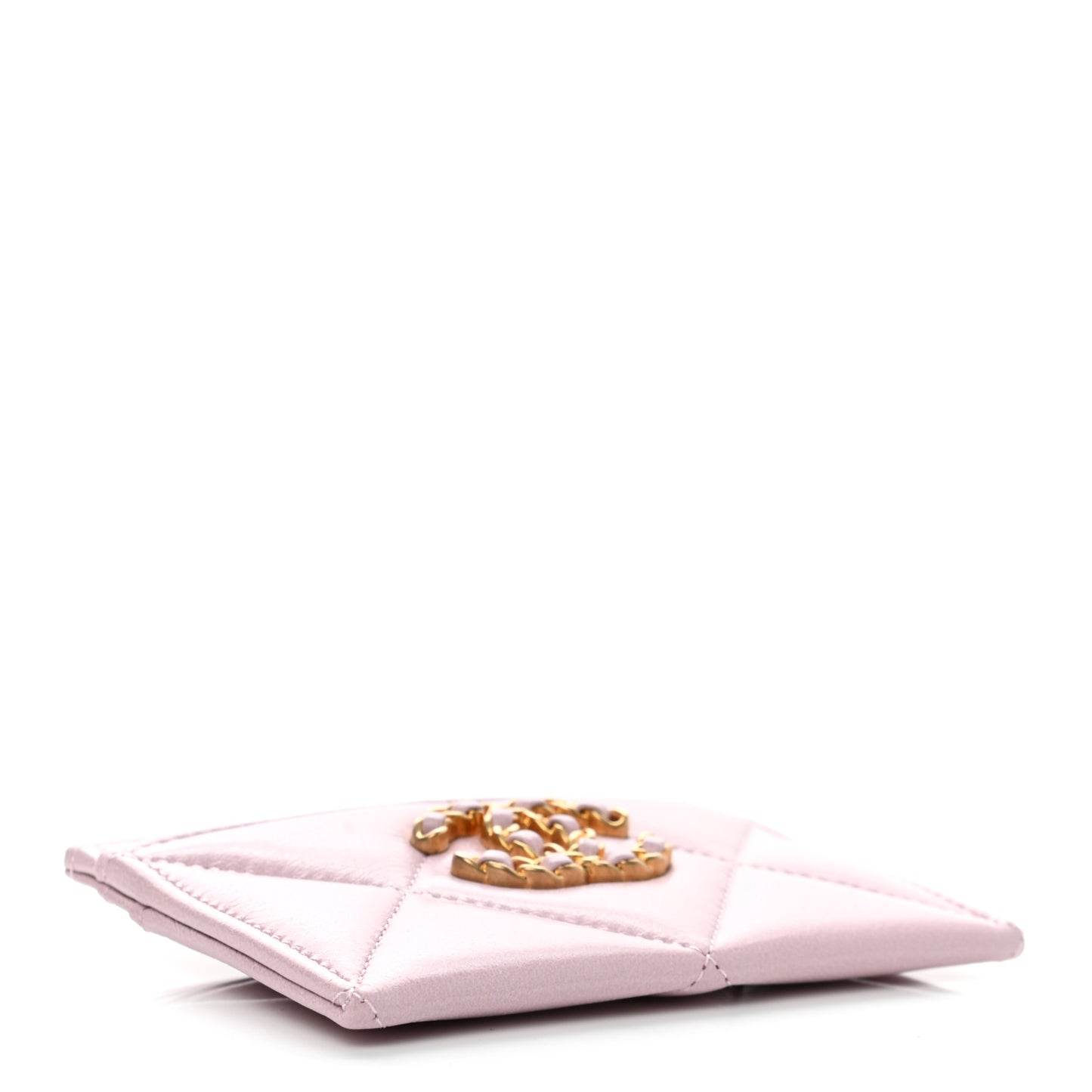 Lambskin Quilted Chanel 19 Card Holder Light Pink