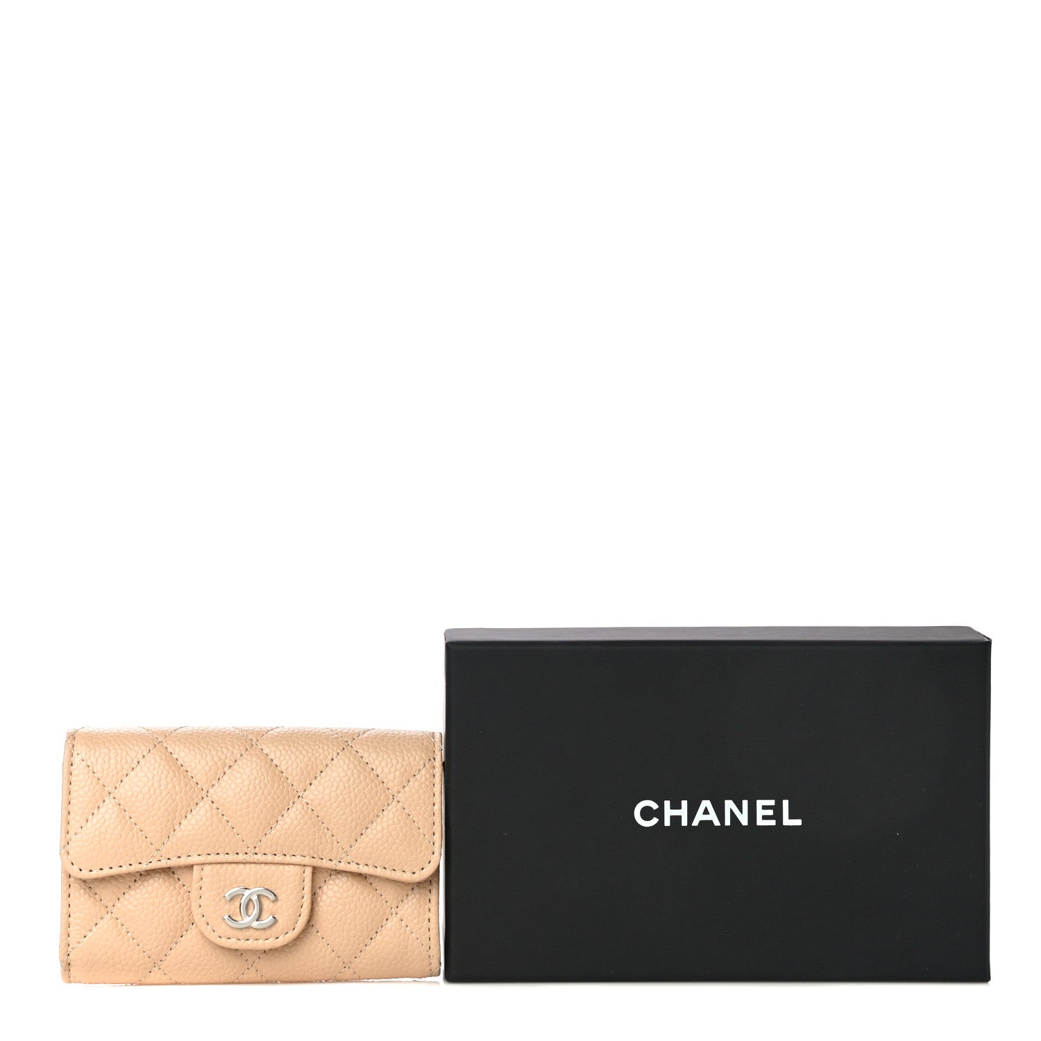 Chanel Caviar Quilted Flap Card Holder Wallet Beige 12 of 12