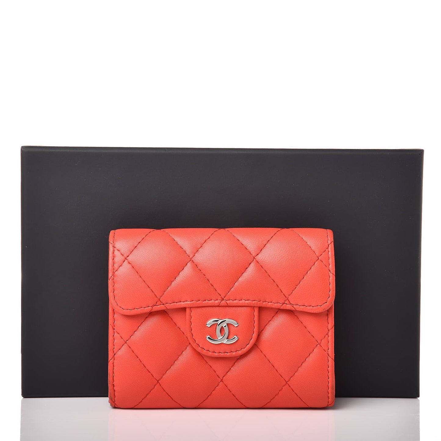 Lambskin Quilted Card Holder Red
