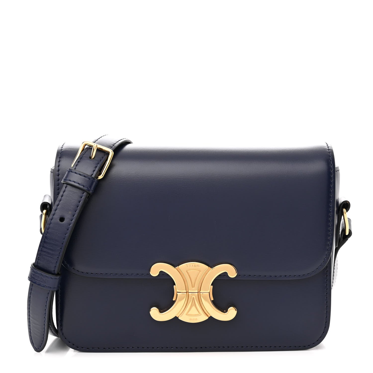 Celine Shiny Calfskin Small Triomphe Dark Blue 1 of 10