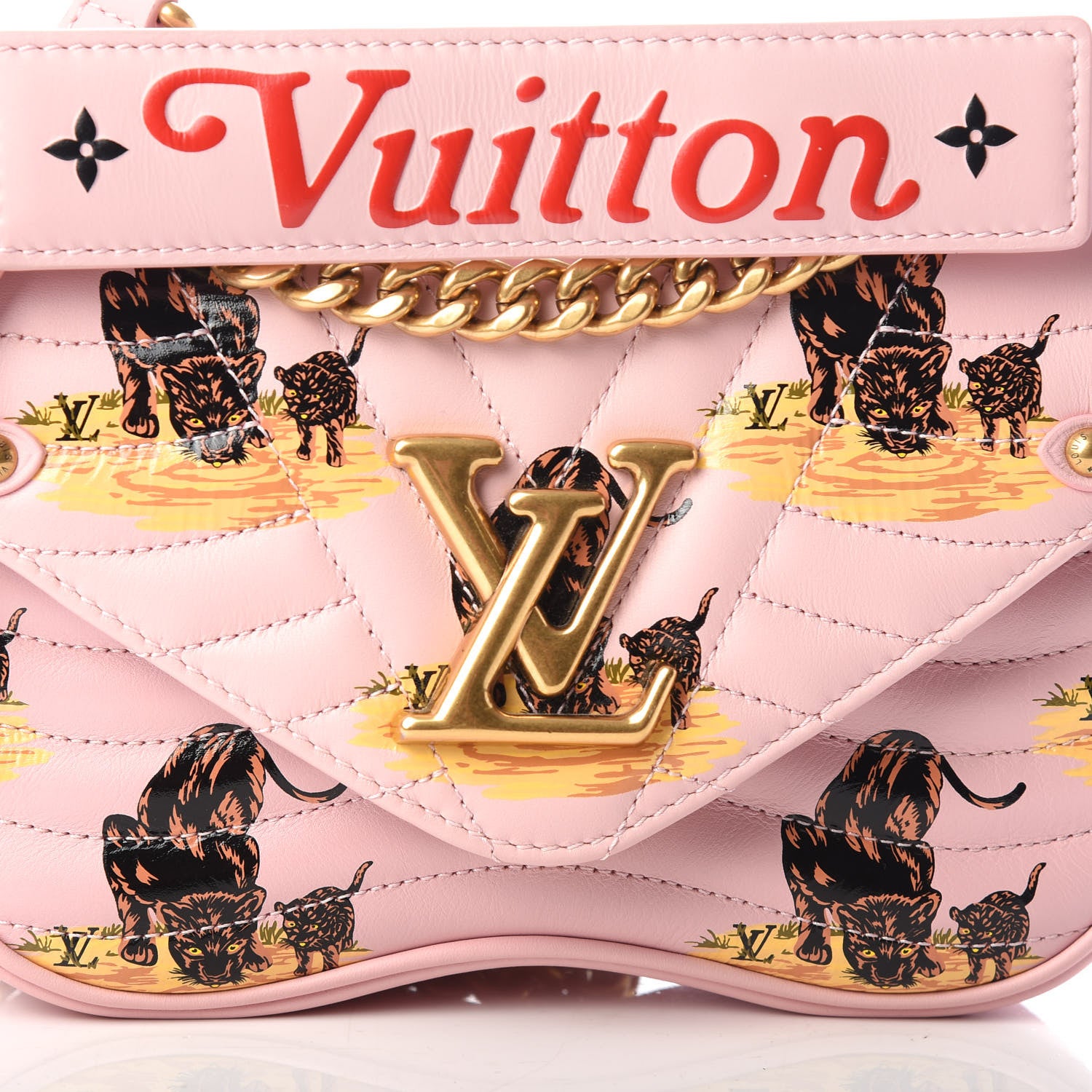Louis Vuitton Calfskin Leopard Print New Wave Chain PM Light Pink 7 of 9