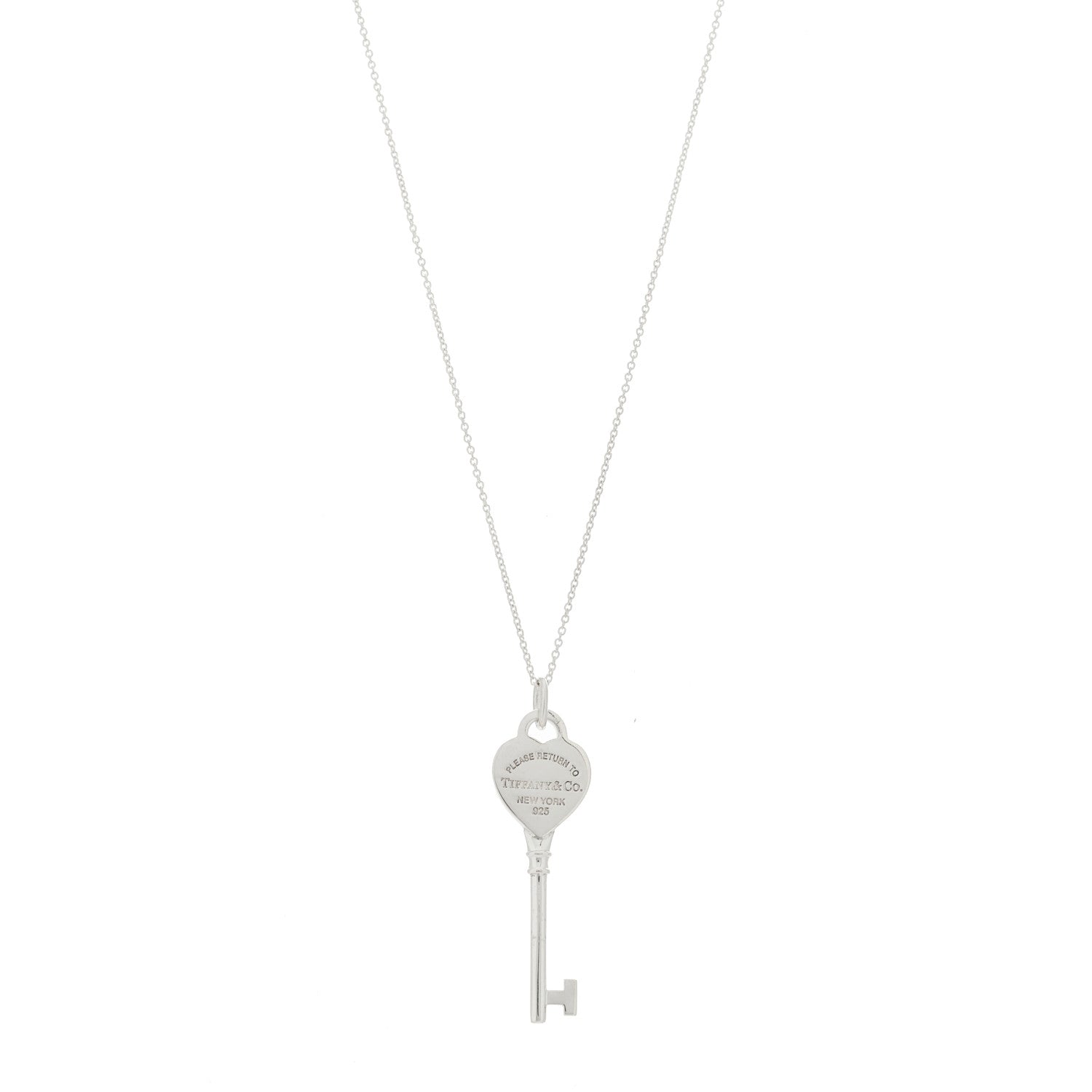 Tiffany Sterling Silver Return to Tiffany Heart Key Pendant Necklace 1 of 6