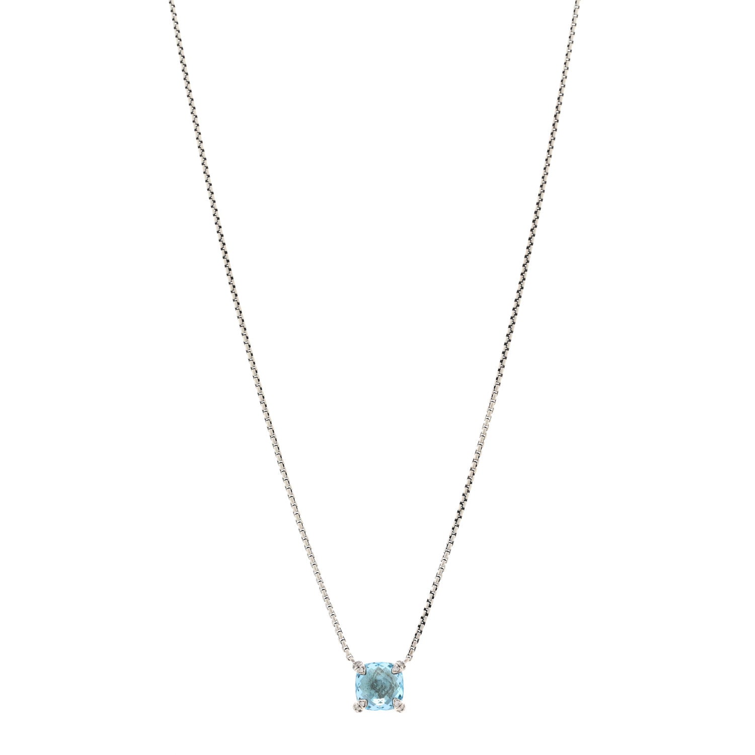 David Yurman Sterling Silver Diamond Blue Topaz 9mm Petite Chatelaine Pendant Necklace 1 of 6