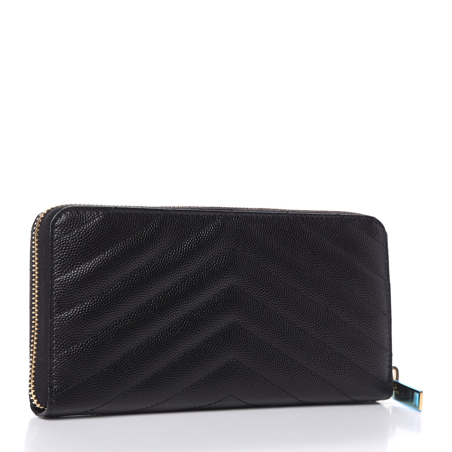 Grain De Poudre Matelasse Chevron Monogram Zip Around Wallet Black