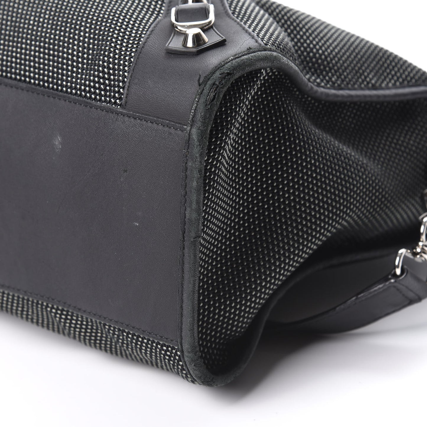 Calfskin Twill Perforated Classic Silver Hardware City Black